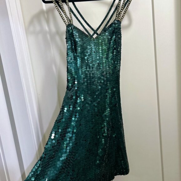 Vintage Niteline by Della Roufogali Emerald Sequin Dress – Size 6 - Picture 1 of 4